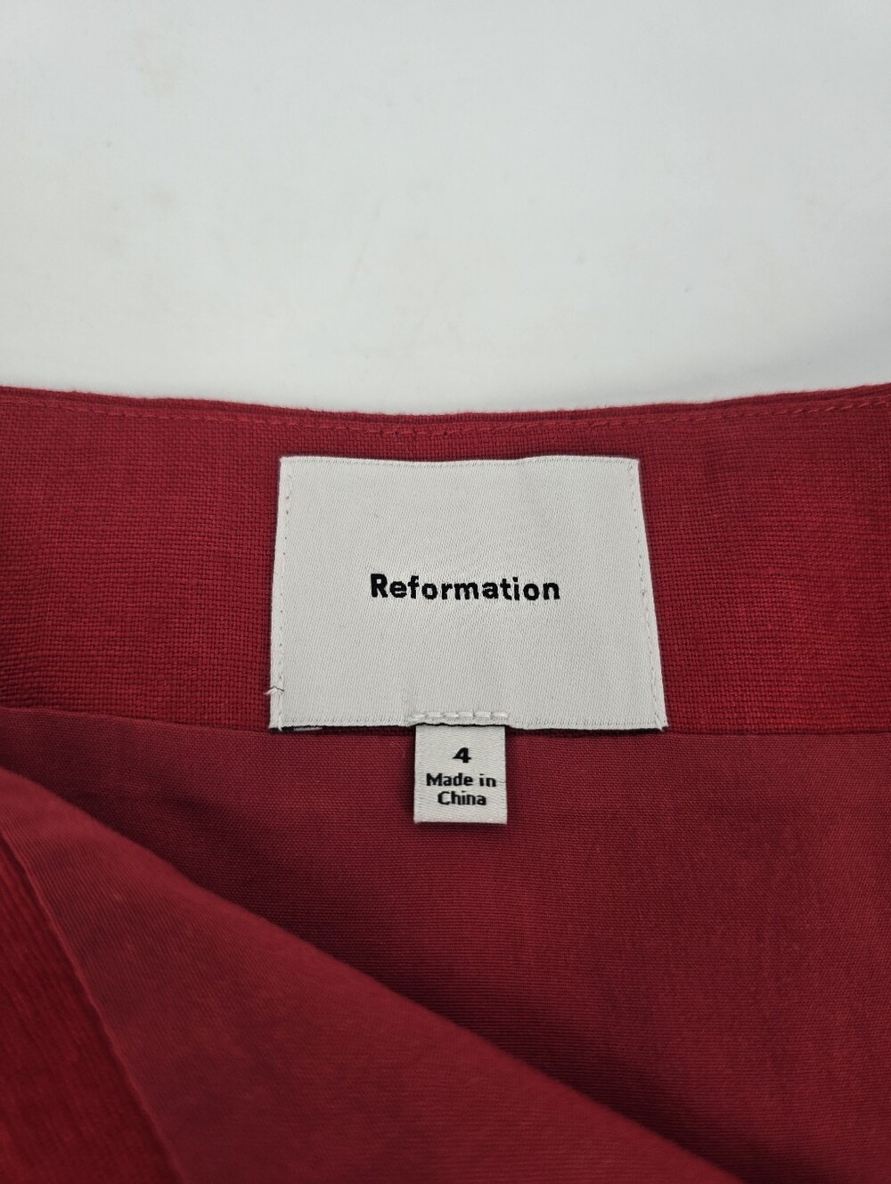 Reformation Grace Linen Two Piece Skirt Set in Sundried Tomato Red Size 4 NEW - Picture 14 of 16